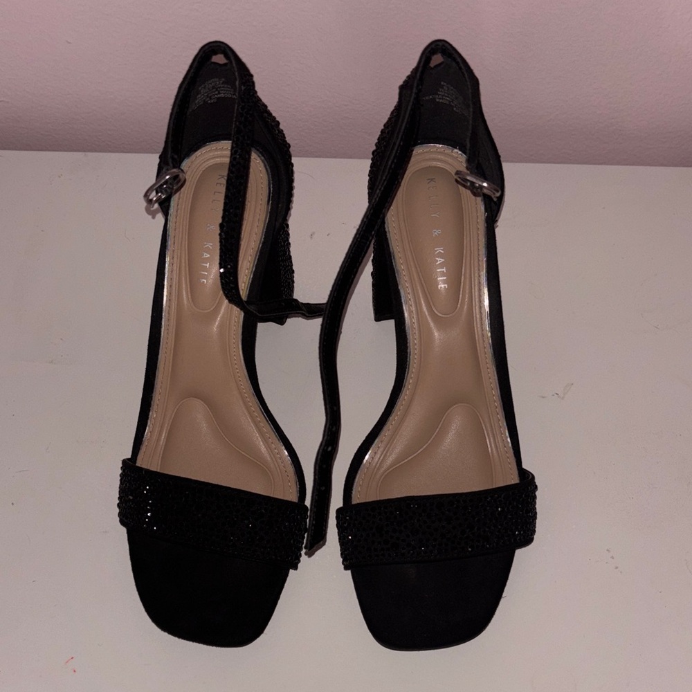 Kelly & Katie Black Strappy Heels Studded